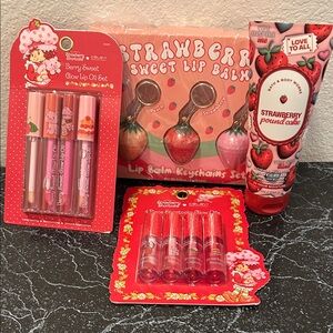 Bundle of Strawberry Glow Lip Oils Lip Balm Body Cream New Sealed Unused